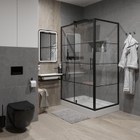 Душевое ограждение Niagara Nova NG-0220-08ВLACK (120х80х195) прямоугольник,черный,дверь распашная,стекло с рисунком,1 место