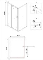 Душевое ограждение Niagara Nova NG-0220-08ВLACK (120х80х195) прямоугольник,черный,дверь распашная,стекло с рисунком,1 место