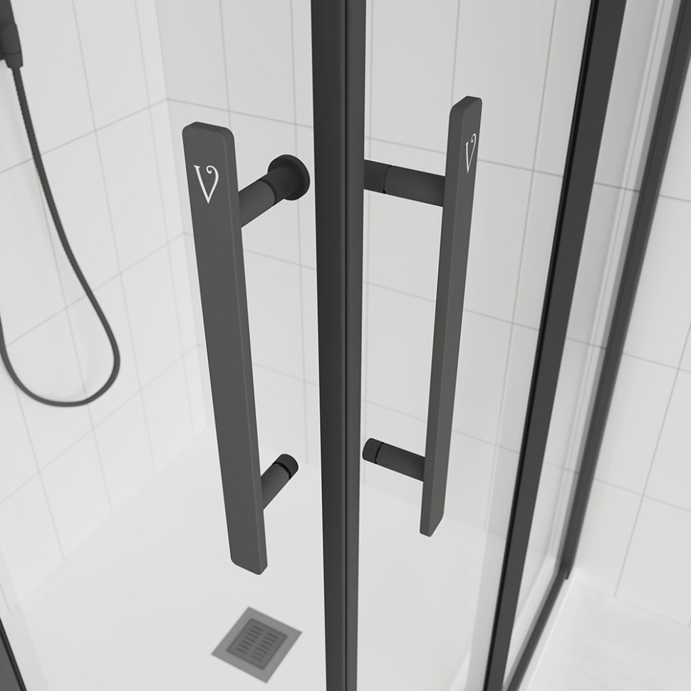 Душевой угол Veconi Evo 300 B, 800х800x1950, черный матовый, прозрачное стекло