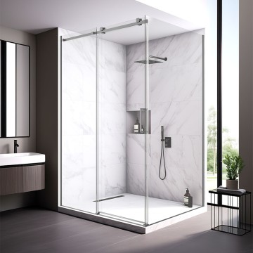 Душевой угол Veconi Rovigo RV-075GR, 1700х900х2000 графит брашинг, стекло прозрачное