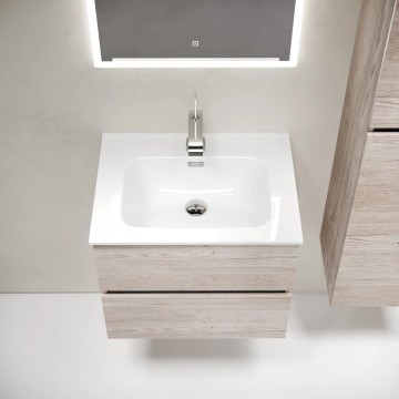 Тумба подвесная SANCOS Urban 590х450х550, c двумя ящиками оснащенными доводчиками, дуб галифакс натуральный , арт. UR60EG