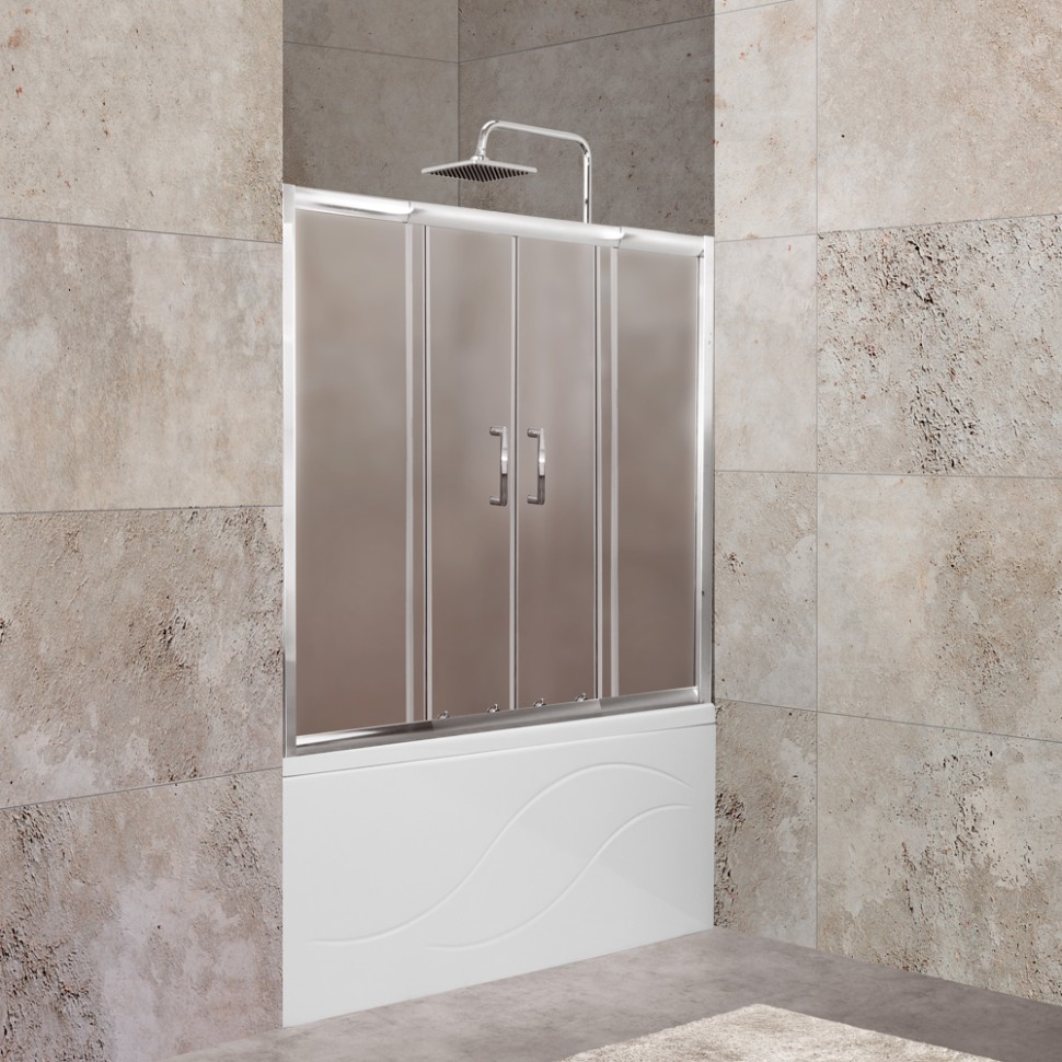 Шторка на ванну BelBagno UNIQUE-VF-2-150/180-140-C-Cr