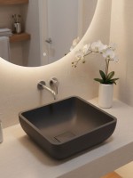 Раковина для ванной накладная Uperwood Florida квадратная, бетон, цвет графит