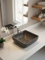 Раковина для ванной накладная Uperwood Florida квадратная, бетон, цвет графит