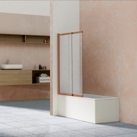 Душевая шторка на ванну VSB-1E100CLBC, 1000*1450, брашированная медь, стекло прозрачное