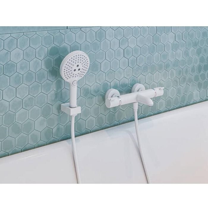 Смеситель Hansgrohe Ecostat для ванны, настенный, термостатический, цвет: белый матовый 13114700