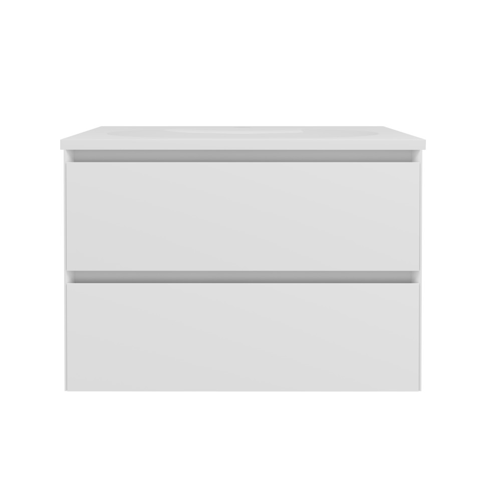 База под раковину Люка Софт-Тач (Luka Soft-Touch) 600 подвесная, 2 выкатных ящика микролифт, матовый белый