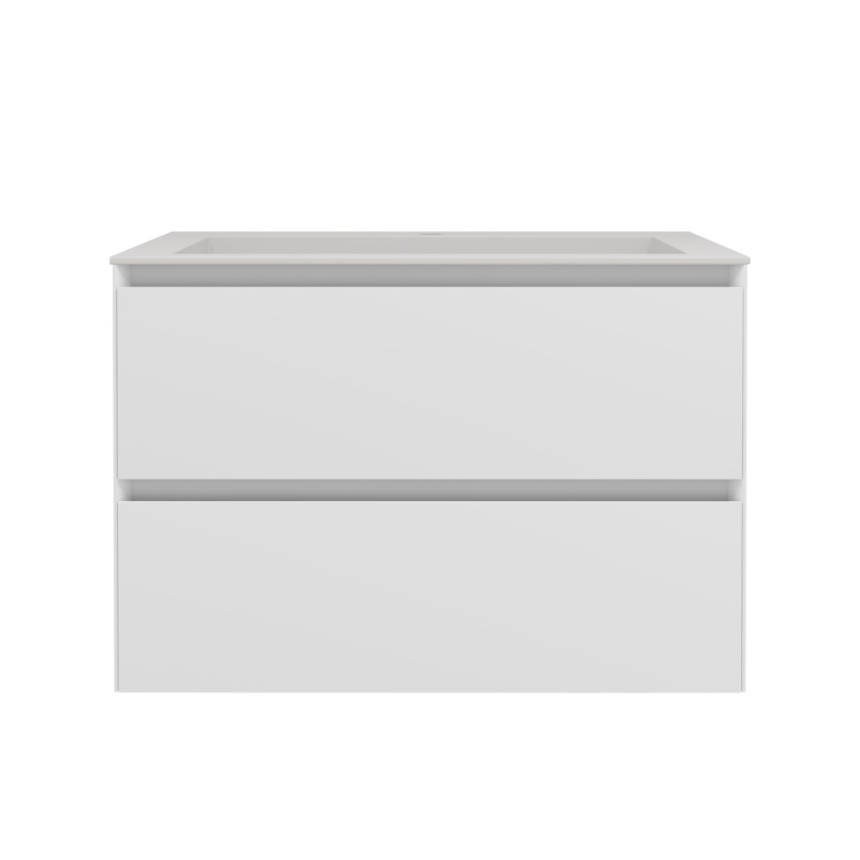 База под раковину Люка Софт-Тач (Luka Soft-Touch) 600 подвесная, 2 выкатных ящика микролифт, матовый белый