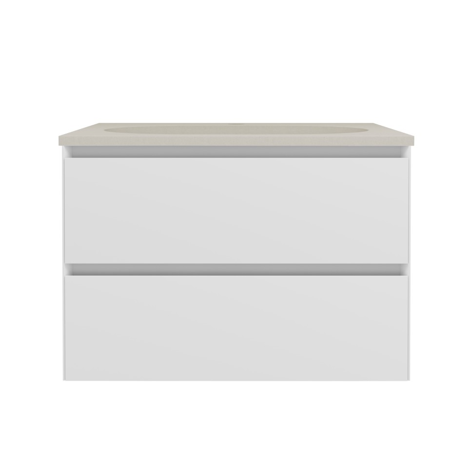База под раковину Люка Софт-Тач (Luka Soft-Touch) 600 подвесная, 2 выкатных ящика микролифт, матовый белый