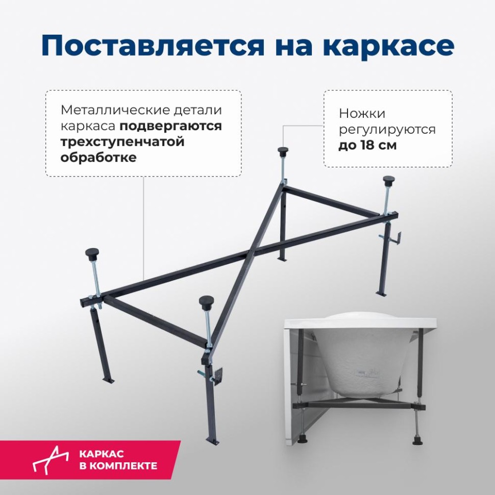 Акриловая ванна Aquanet West 140x70 (с каркасом)