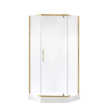 Душевое ограждение Niagara Nova NG-6405-08GOLD (90х90х195) трапеция,золото,двери распашные,стекло прозрачное,1 место