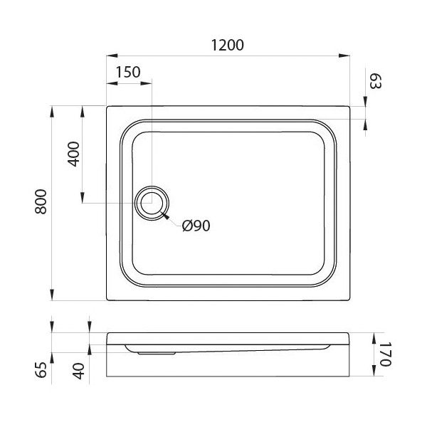 Душевой поддон Niagara Nova NG-120-80QRUS (120х80х17) прямоугольный,белый,1 место