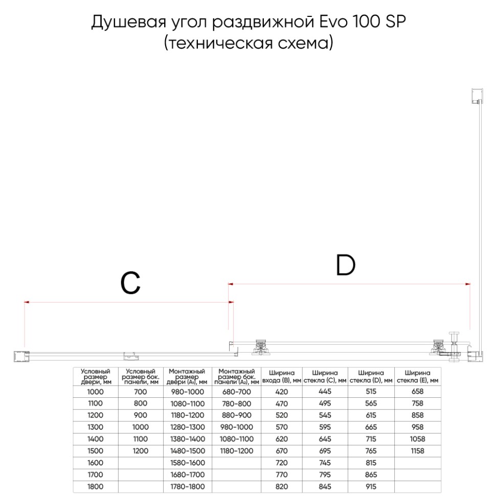 Душевой угол Veconi Evo 100SP GR 1600х900x1950, графит брашинг, тонированное стекло