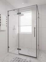 Душевой угол распашной Veconi Premium Alassio SP GR, 1500х800x2000, брашированный графит, стекло прозрачное осветленное