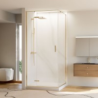 Боковая панель Veconi KP-07G, 900x1950, золото брашинг, прозрачное стекло