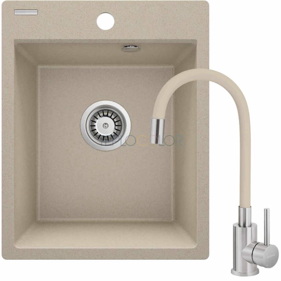 Гранитная мойка со смесителем, 1-чаша