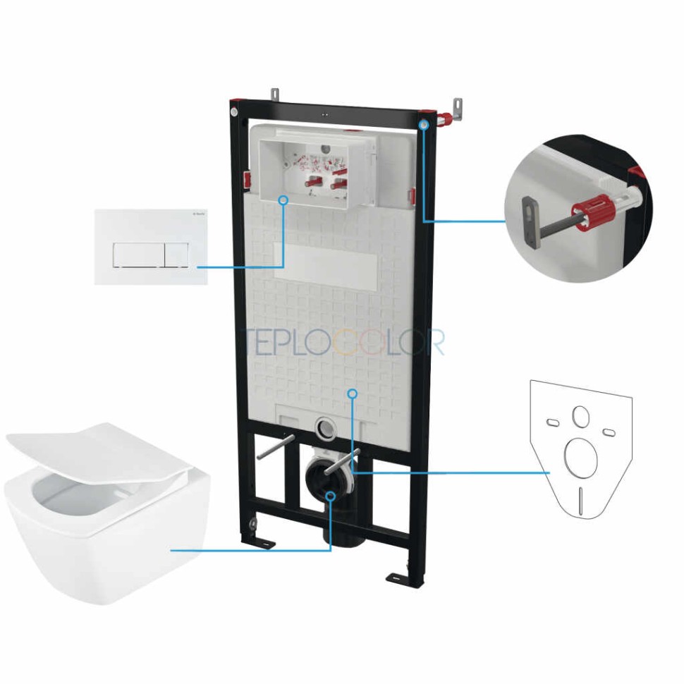 Унитаз с сиденьем, скрытого монтажа, 6 в 1