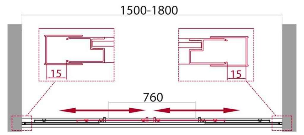 Шторка на ванну BelBagno UNIQUE-VF-2-150/180-140-P-Cr