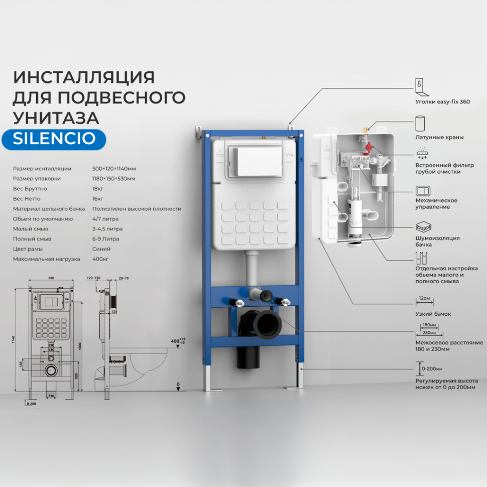 Инсталляция для подвесного унитаза IBERICA BLANCA SILENCIO (IB001.0.000.000.000)