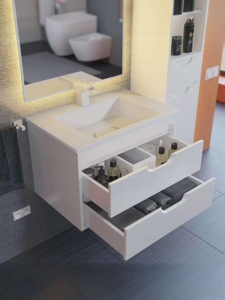 Тумба под раковину для ванной подвесная Uperwood Modul 61х44,4х55 см, белаяатовая