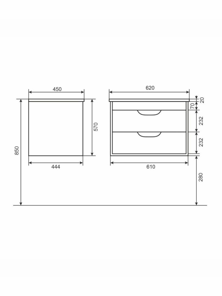 Тумба под раковину для ванной подвесная Uperwood Modul 61х44,4х55 см, белаяатовая