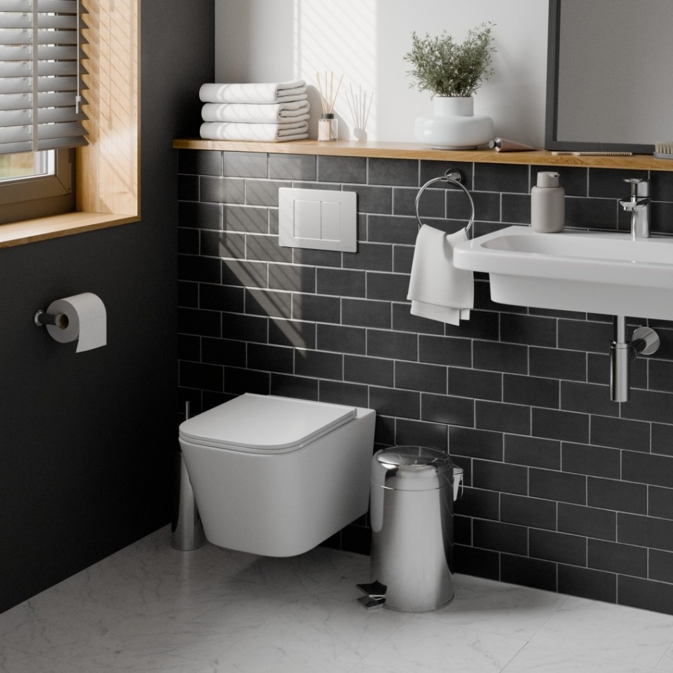 Комплект 2в1 IBERICA BLANCA инсталляция SILENCIO MINI, кнопка смыва INOX-C хром матовый (IB.001M.1132)