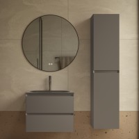 База под раковину Люка Софт-Тач (Luka Soft-Touch) 600 подвесная, 2 выкатных ящика микролифт, матовый серый