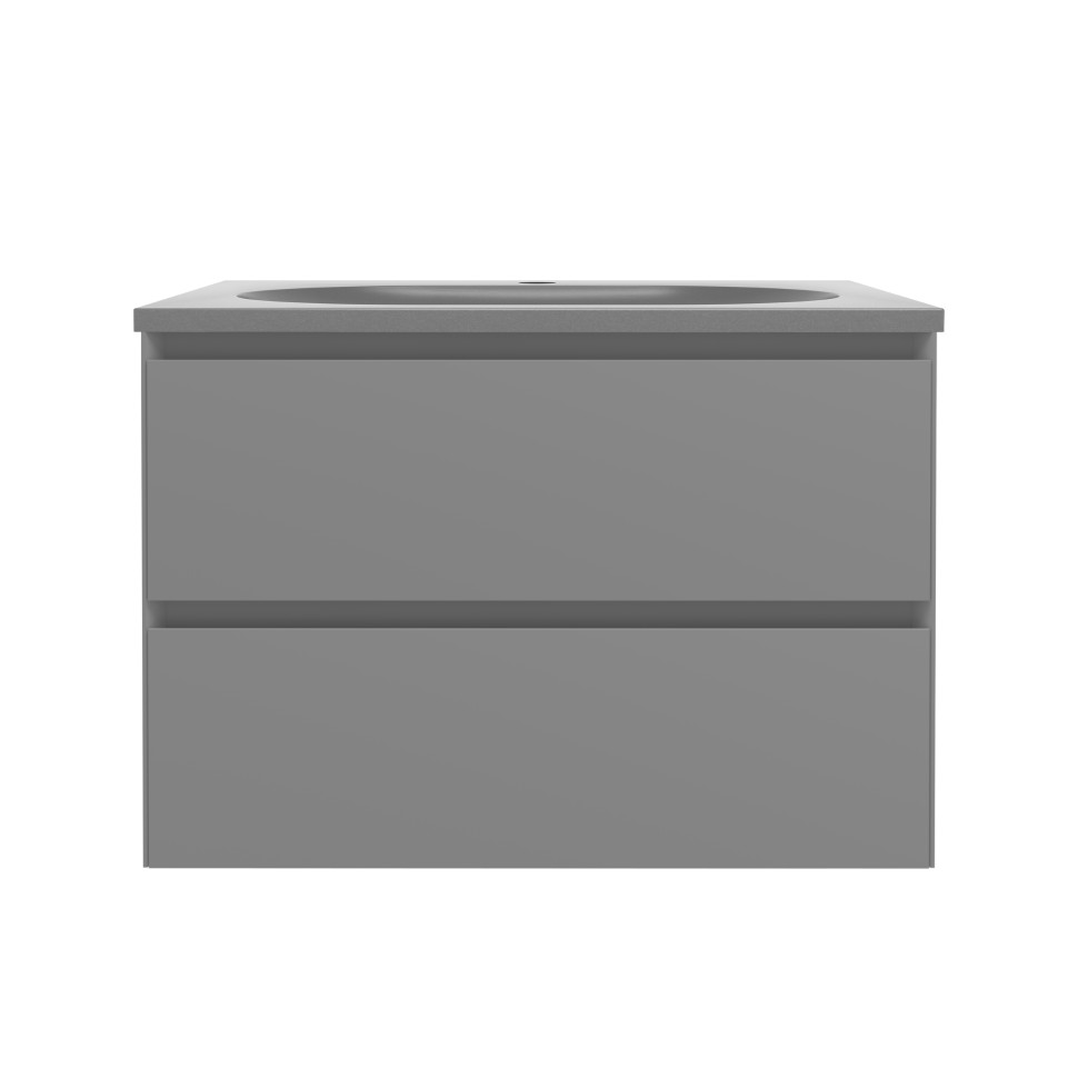 База под раковину Люка Софт-Тач (Luka Soft-Touch) 600 подвесная, 2 выкатных ящика микролифт, матовый серый