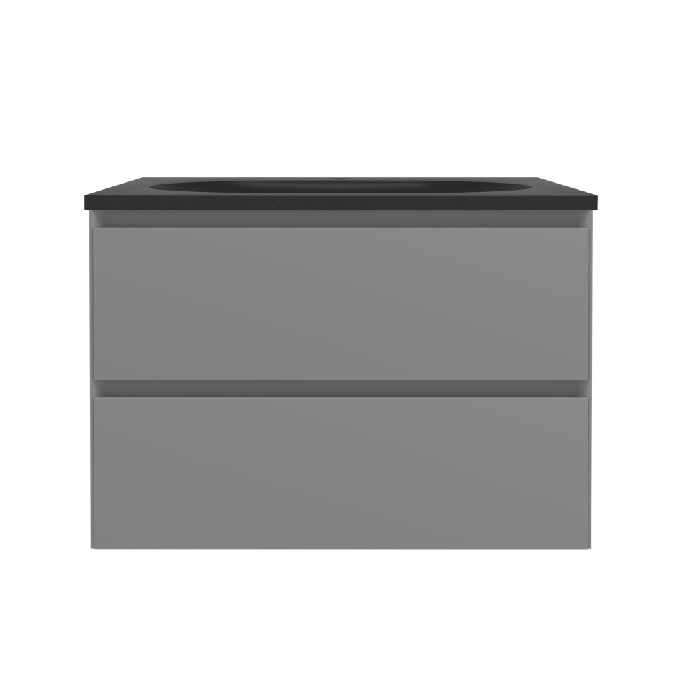 База под раковину Люка Софт-Тач (Luka Soft-Touch) 600 подвесная, 2 выкатных ящика микролифт, матовый серый