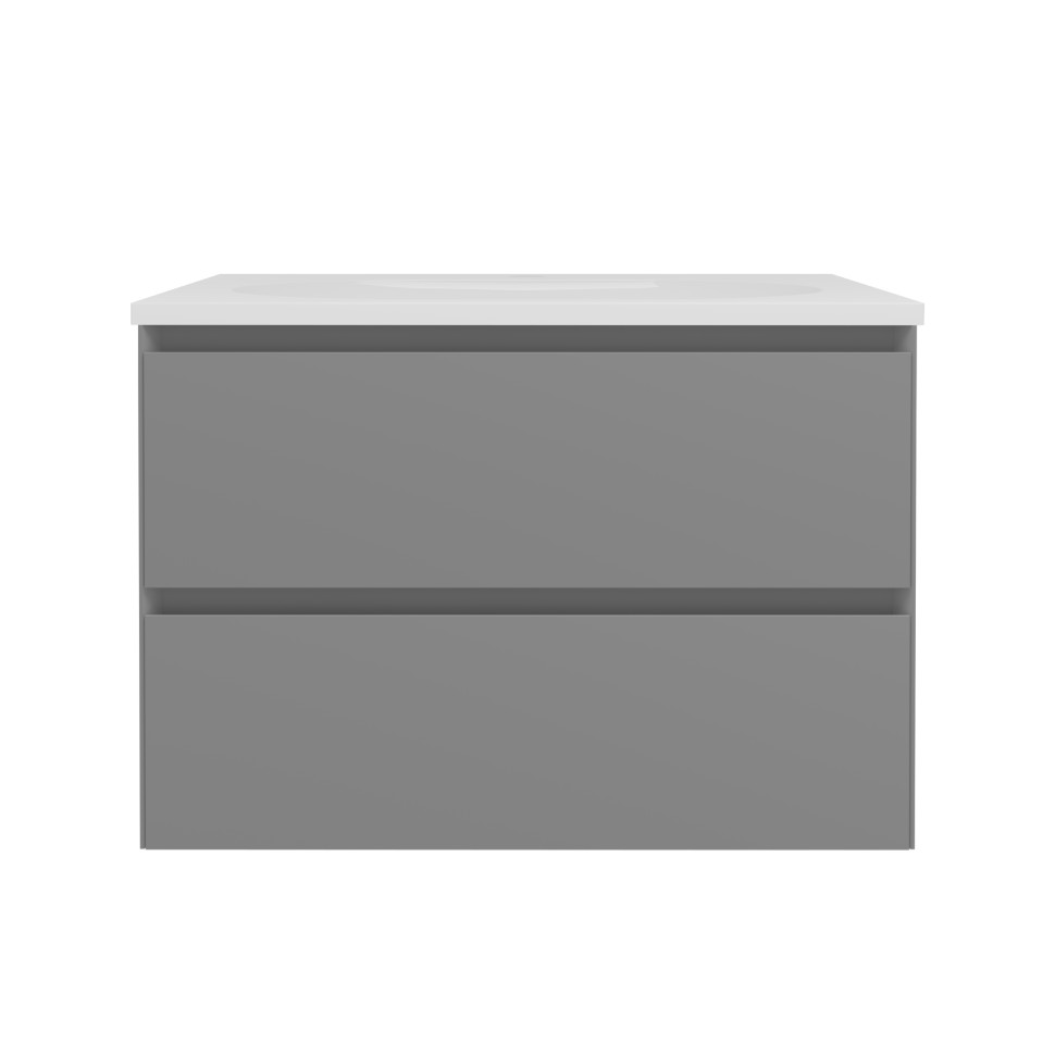 База под раковину Люка Софт-Тач (Luka Soft-Touch) 600 подвесная, 2 выкатных ящика микролифт, матовый серый