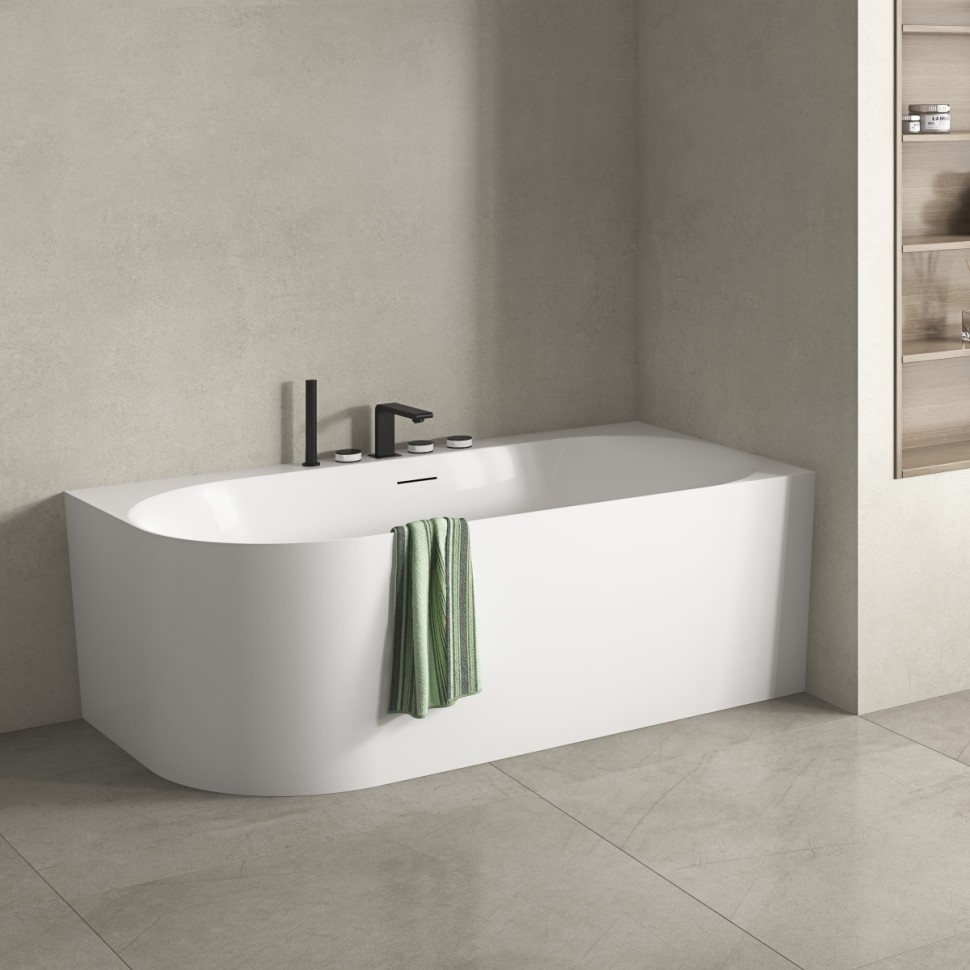 Ванна акриловая Vincea VBT-704-1800-R, 1800*800*585, цвет белый, правая, щелевой перелив, слив белый