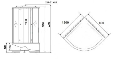 Душевая кабина Niagara Ultra NG-214-01LN (120х80х220) высокий поддон(48см),черный,стекло тонированное,4 места
