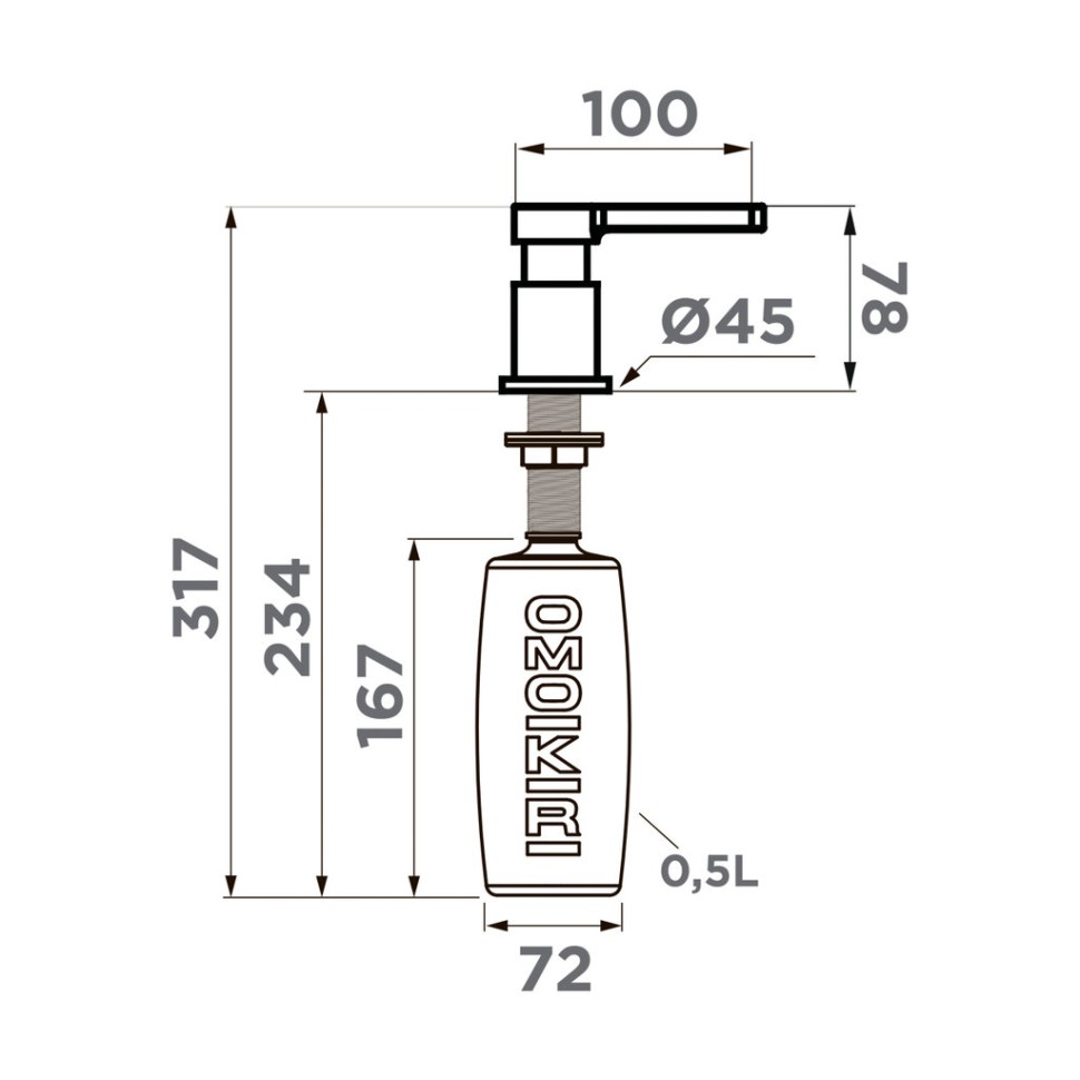 Дозатор Omoikiri OM-05-LG латунь/графит