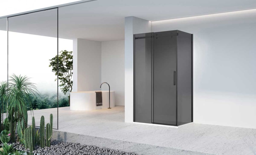 Душевой уголок Como-N VSR-4CN8012CGB, 1200*800, черный, стекло тонированное