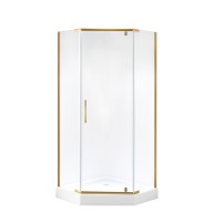 Душевое ограждение Niagara Nova NG-6434-08GOLD (100х100х195) трапеция,золото,двери распашные,стекло прозрачное,1 место