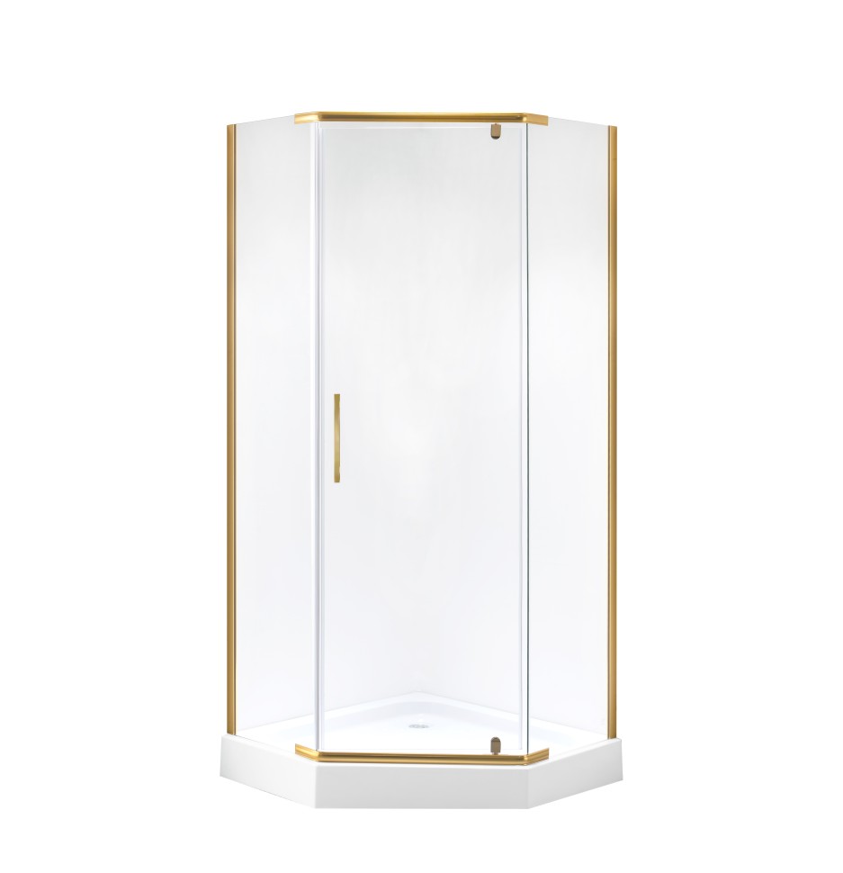 Душевое ограждение Niagara Nova NG-6434-08GOLD (100х100х195) трапеция,золото,двери распашные,стекло прозрачное,1 место