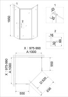 Душевое ограждение Niagara Nova NG-6434-08GOLD (100х100х195) трапеция,золото,двери распашные,стекло прозрачное,1 место
