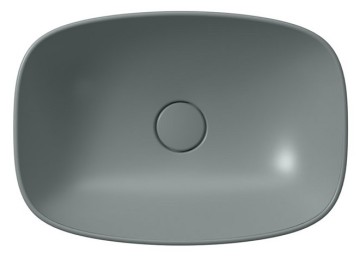 Раковина-чаша накладная овальная GSI NUBES 9784PVC04 500 мм х 350 мм, без отверстия под смеситель, без перелива, с донным клапаном, цвет Agave Matte