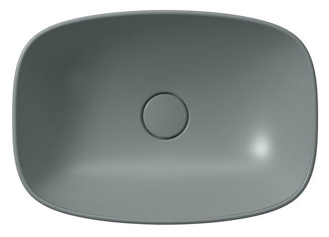 Раковина-чаша накладная овальная GSI NUBES 9784PVC04 500 мм х 350 мм, без отверстия под смеситель, без перелива, с донным клапаном, цвет Agave Matte