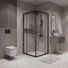 Душевое ограждение Niagara Nova NG-6833-34ВLACK (90х90х195) квадрат,черный матовый,двери раздвижные,стекло прозрачное,1 место
