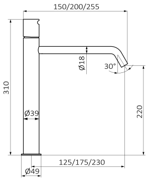 Смеситель для раковины GRB COOL XXL 90550988, брашированное золото