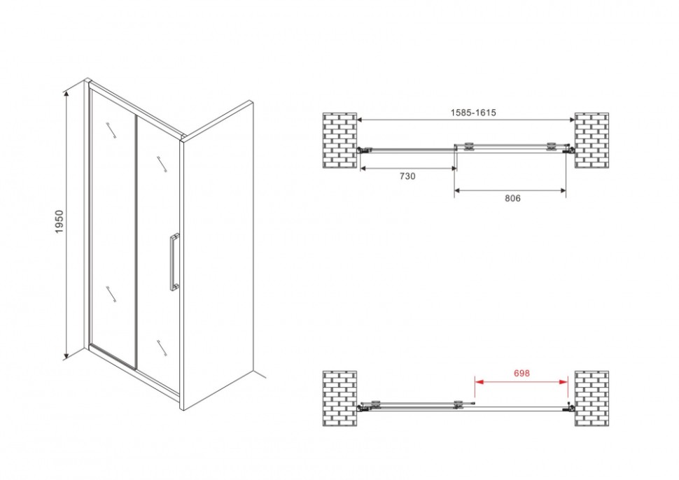 Душевая дверь ABBER Schwarzer Diamant AG30160BMH