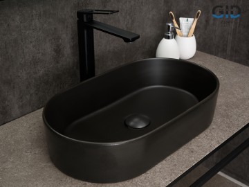Раковина Gid N9020bg 53379 накладная черная графит 52.5x30.5x11.5