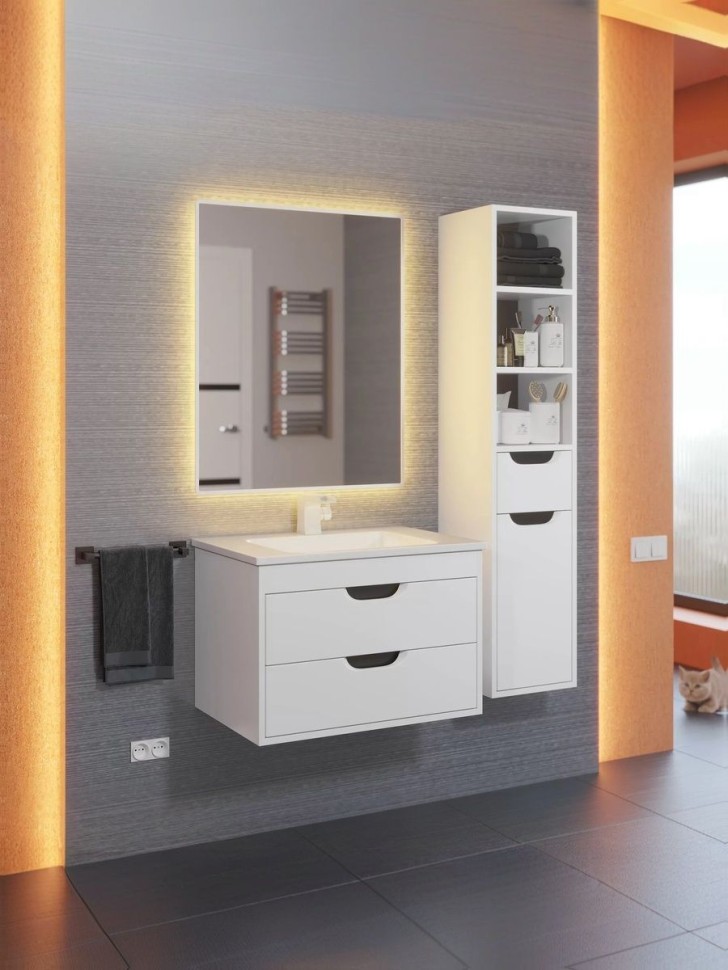 Тумба под раковину для ванной подвесная Uperwood Modul 61х44,4х55 см, белая/графит