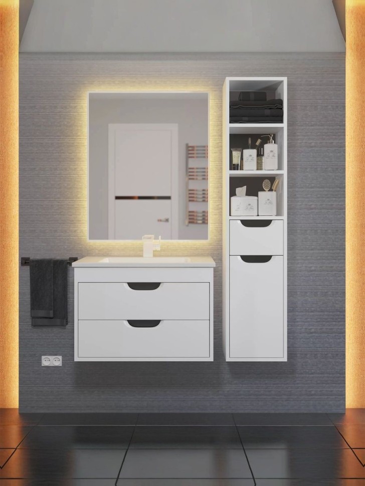 Тумба под раковину для ванной подвесная Uperwood Modul 61х44,4х55 см, белая/графит