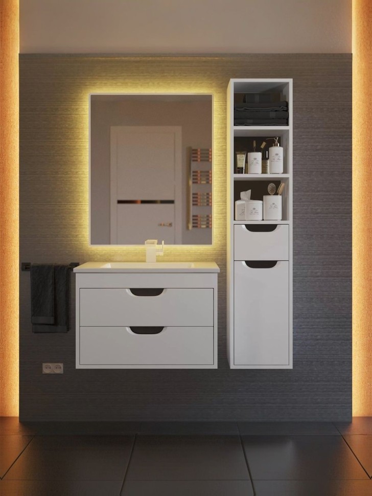 Тумба под раковину для ванной подвесная Uperwood Modul 61х44,4х55 см, белая/графит