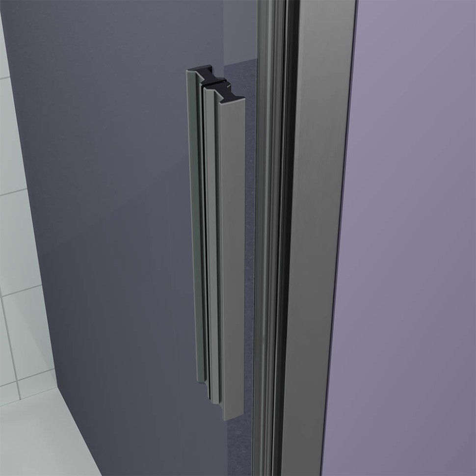 Душевая дверь Veconi Ottimo P30 GR, 700x1900, графит брашинг, стекло прозрачное