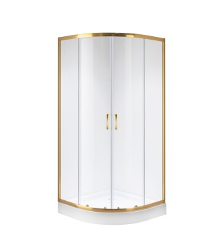 Душевое ограждение Niagara Nova NG-6406-08GOLD (90х90х195) четверть круга,золото,двери раздвижные,стекло прозрачное,1 место