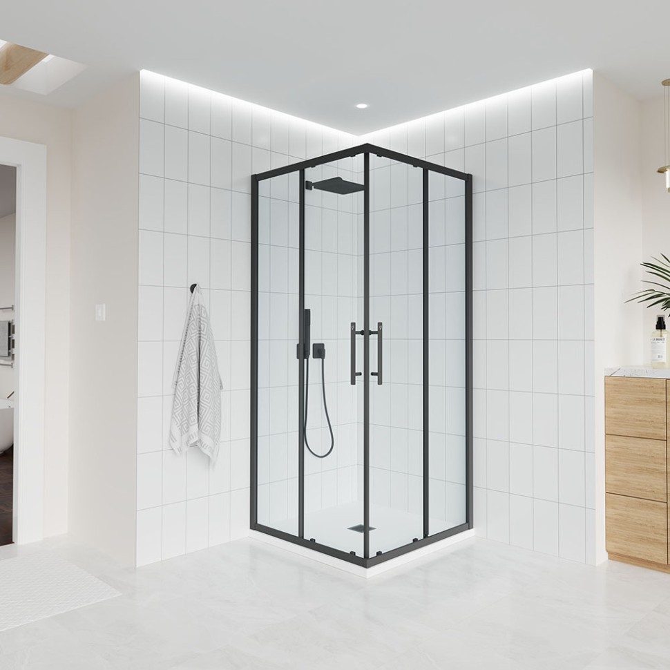 Душевой угол Veconi Evo 300 B, 1000х800x1950, черный матовый, прозрачное стекло