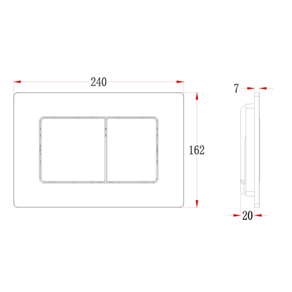 Кнопка смыва Veconi FLUSH V9, FLV9-B, 237х159х6, нержавеющая сталь, черный матовый
